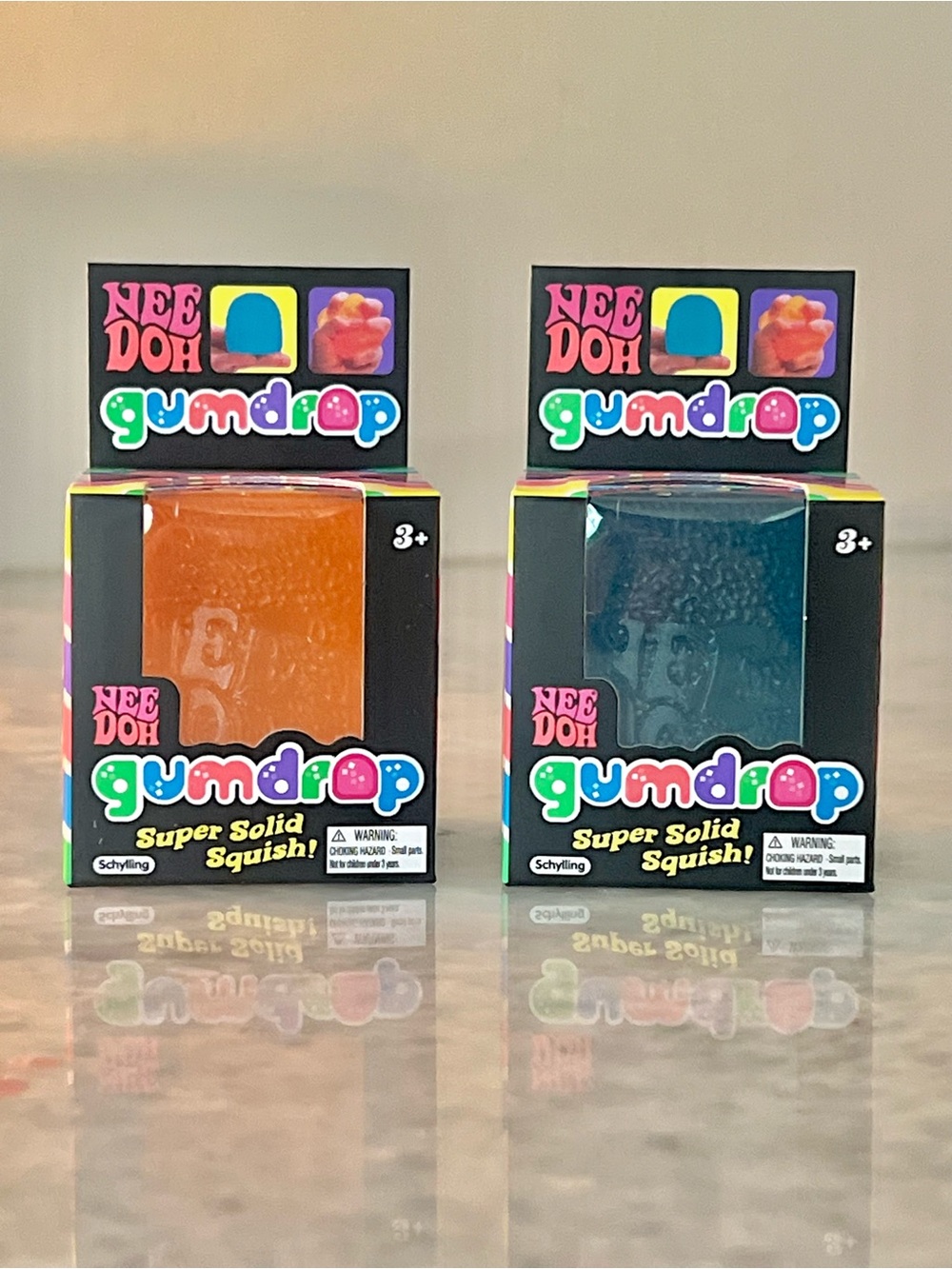 NeeDoh Gumdrop Super Solid Squish! - Orange & Blue - Bundle Set of 2